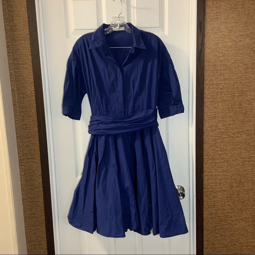 Prada Blue Elbow Length Sleeves Aline Dress size 44